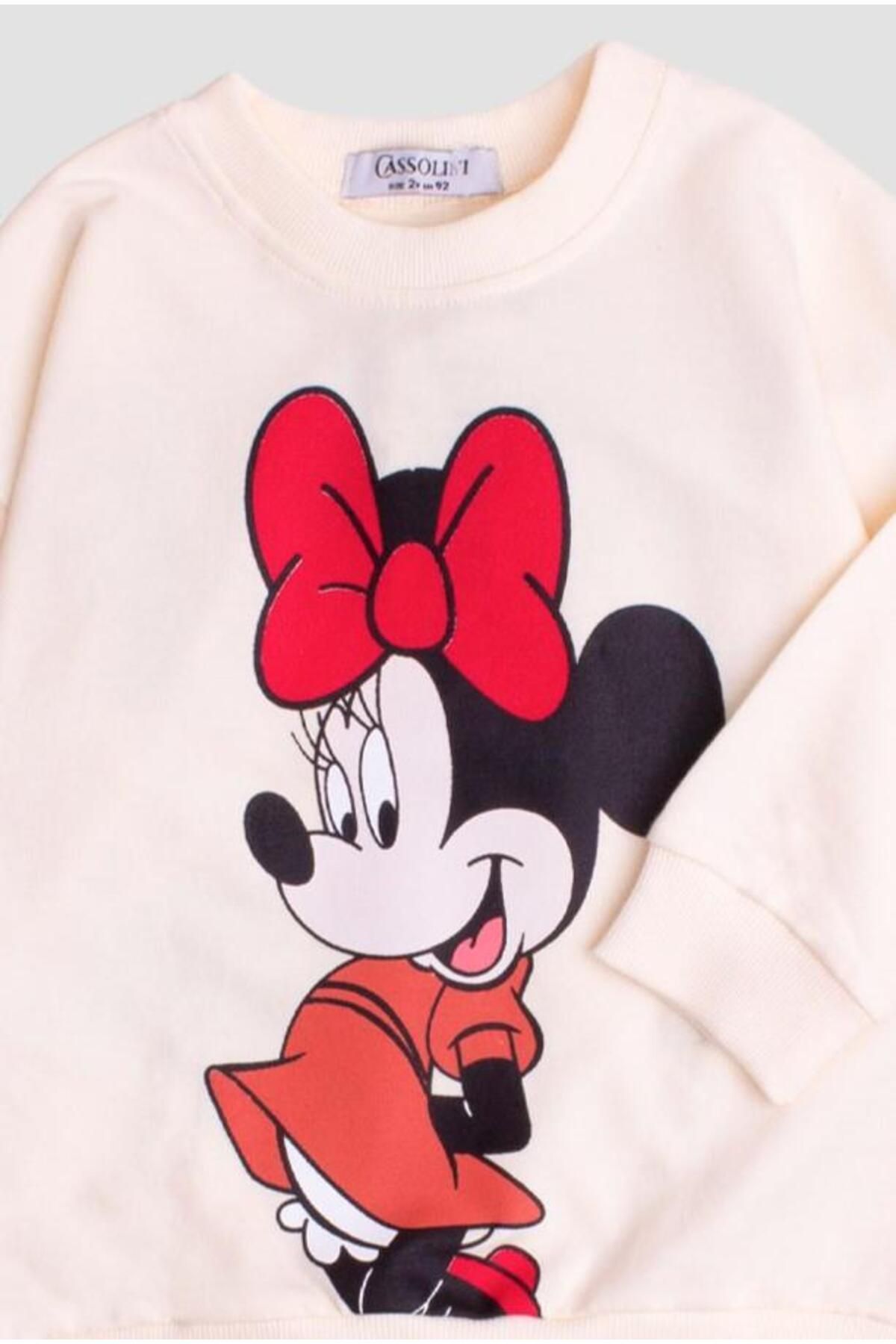 Minnie Mause Büyük Baskılı Oversize Alt Üst Bebek Çocuk Eşorfman Takımı